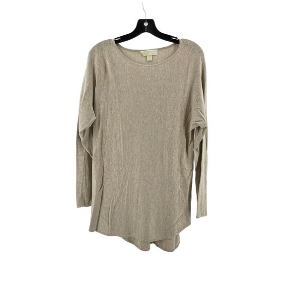 Michael Kors Women's Lightweight Beige Long Sleeve Knit Tunic Top Shirt Medium - Picture 2 of 10